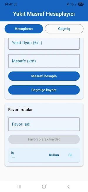 Yakıt Masraf Hesaplayıcı Screenshot 0