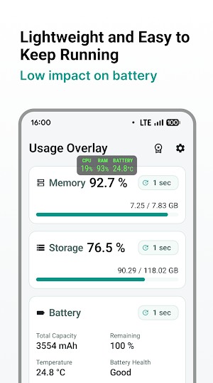 Overlay Monitor CPU/Battery Screenshot 2