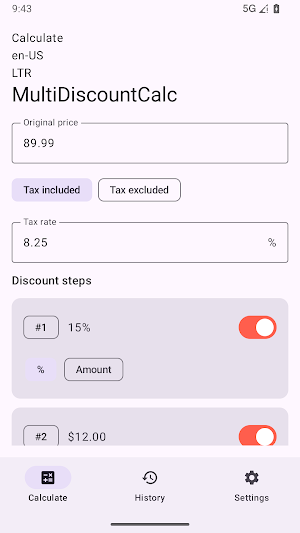 MultiDiscountCalc Screenshot 2