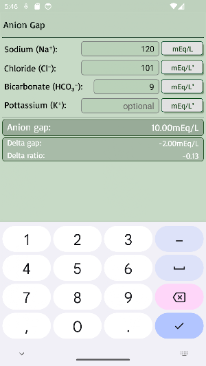Anion Gap Calculator Screenshot 0
