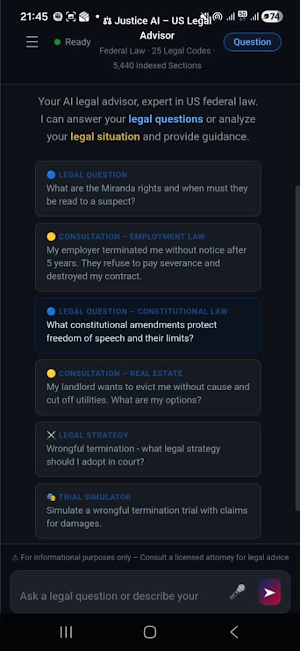 US Legal Advisor: Justice AI Screenshot 1