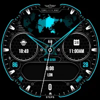 World Time Map Watchface 020