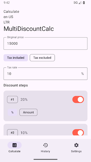 MultiDiscountCalc Screenshot 1