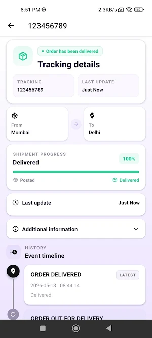 Delhivery Tracking Screenshot 1