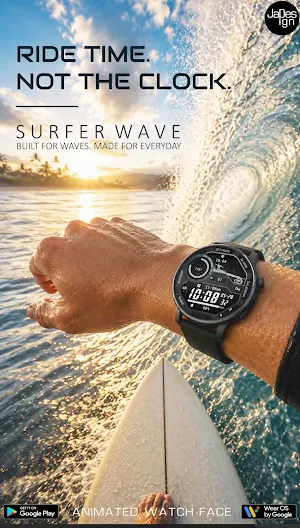 Surfer Wave Wear OS watch face Screenshot 0