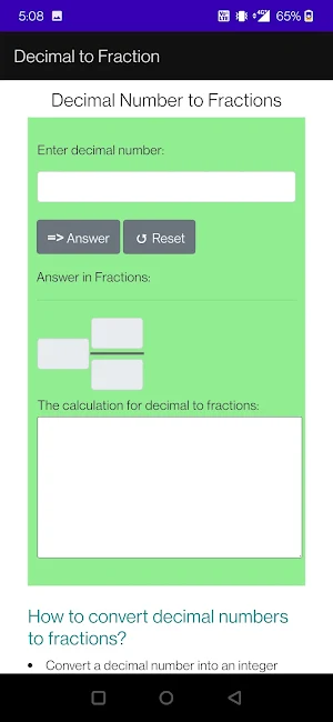 Decimal to Fraction Screenshot 1