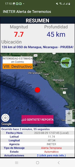 INETER Alerta de Terremotos Screenshot 1