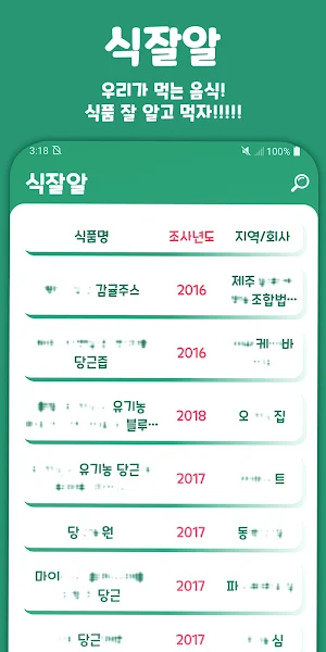 식잘알 - 식품 칼로리 및 정보 조회 앱 (영양성분) Screenshot 0