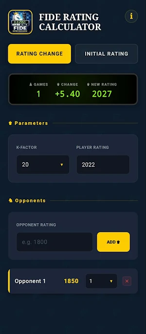 FIDE Rating Calculator Screenshot 1