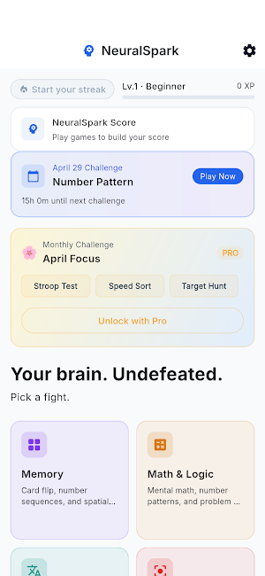 NeuralSpark — 72 daily games Screenshot 0