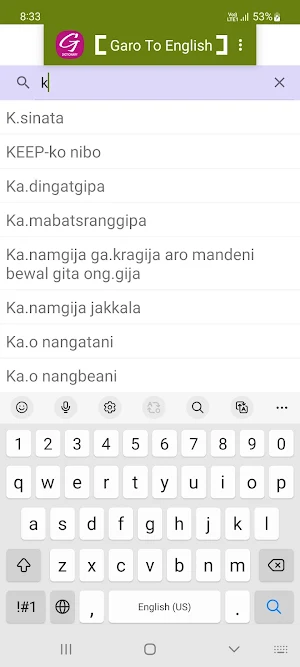 Garo To English Dictionary Screenshot 0