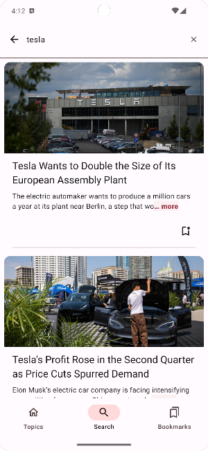 NYT News Sample App Screenshot 1
