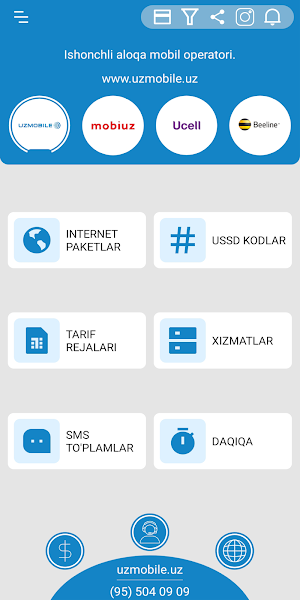 Кабинет компании - uzmobile mobiuz beeline ucell Screenshot 3