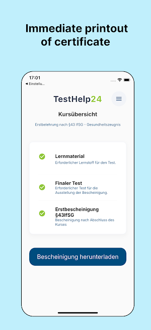 TestHelp24: Health Certificate Screenshot 2