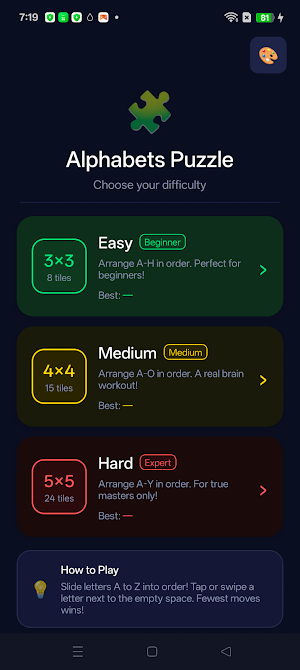 Sliding Alphabets Puzzle Game Screenshot 1