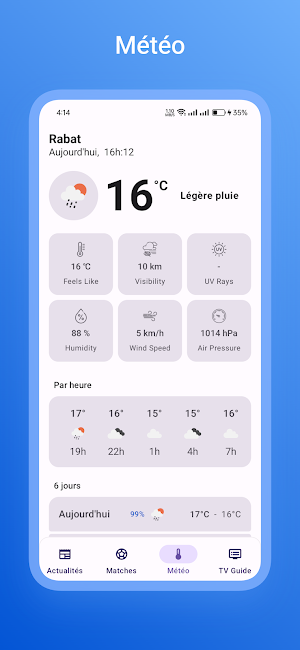 Maroc TV - Foot Actus et Météo Screenshot 2