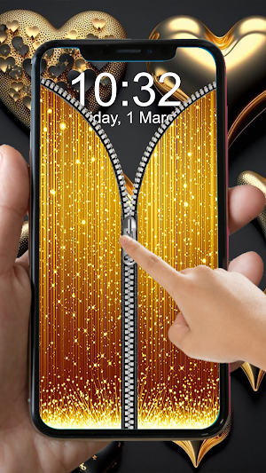 Gold Zipper Lock Screen Screenshot 2