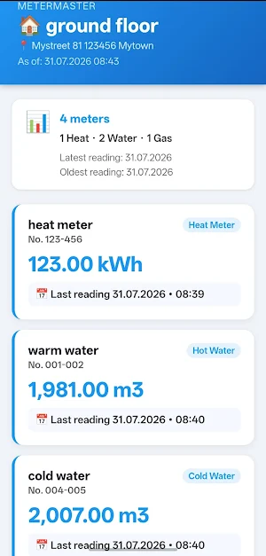 MeterMaster - meter readings Screenshot 1
