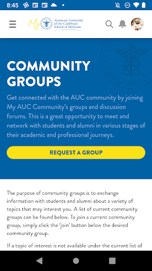 My AUC Med: Student Portal Screenshot 1