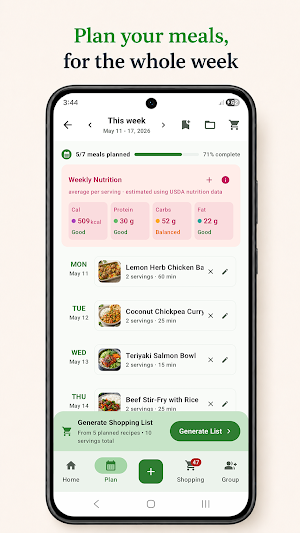 RecipeRun: Meal & Grocery List Screenshot 3