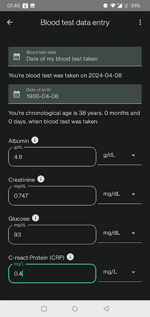 Biological Age Calculator Screenshot 2