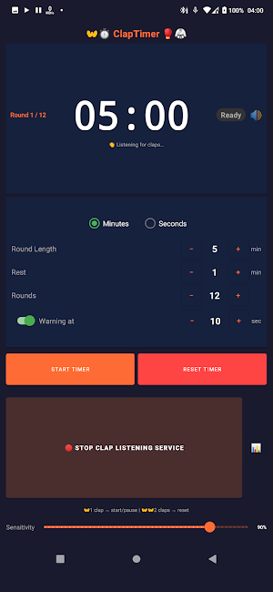 ClapTimer - BJJ Boxing Timer Screenshot 1
