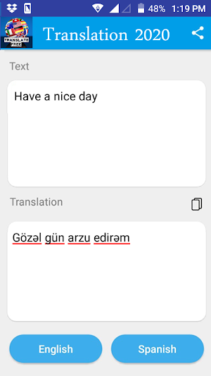 Azerbaijani to English translator Screenshot 1