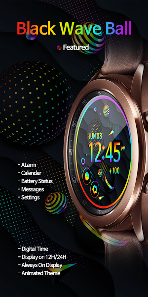 Black Wave Ball_Watchface Screenshot 1