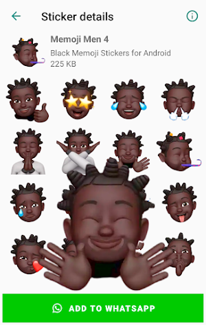 Black Memoji Stickers for Android WhatsApp Screenshot 1