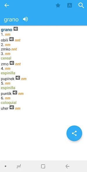 Spanish-Czech Dictionary Screenshot 1