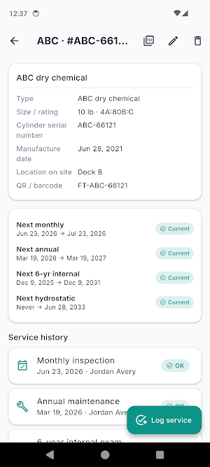 Extinguisher Inspection Log Screenshot 3