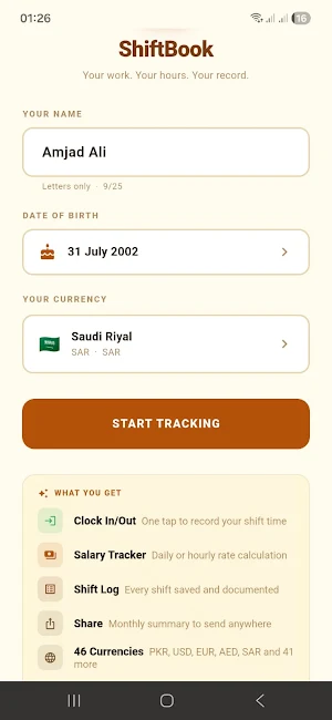 ShiftBook - Work Hours Tracker Screenshot 0