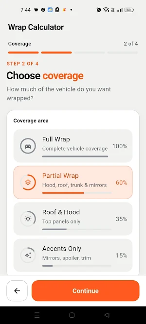 Vehicle Wrapping Calculator Screenshot 0