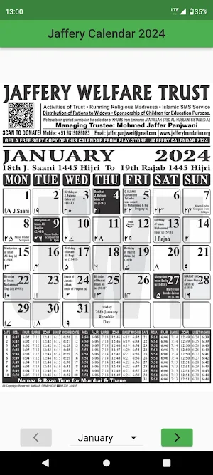 Jaffery Calendar 2024 Screenshot 0