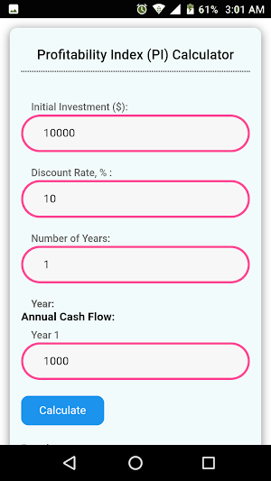 Profitability Index Calculator Screenshot 0