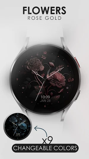 Rose Gold Flowers watch face Screenshot 3