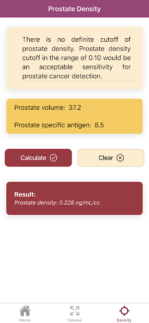 Urology Prostate Calculator: Volume and Density Screenshot 1