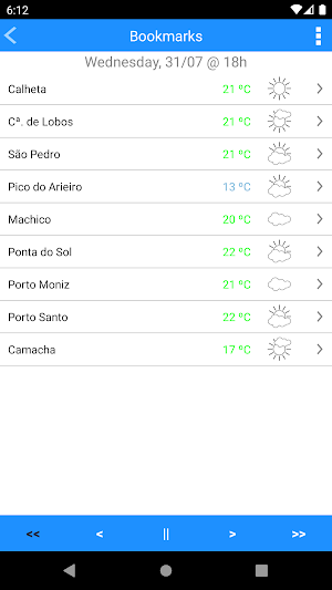 MadeiraWeather Screenshot 2