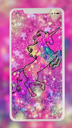 Unicorn Glitter Girl Wallpaper Screenshot 2