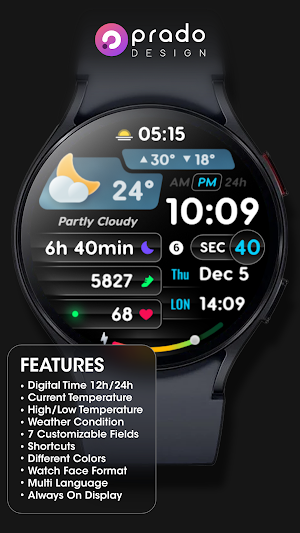 PRADO 72 Weather Watch Face Screenshot 2