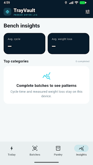 TrayVault: Freeze Dryer Log Screenshot 1