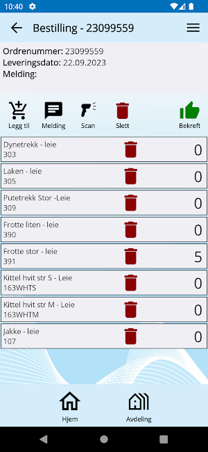 Nor Tekstil - Bestilling Screenshot 3