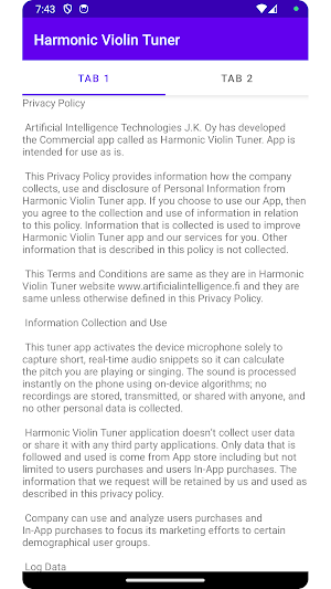 Harmonic Violin Tuner Screenshot 1