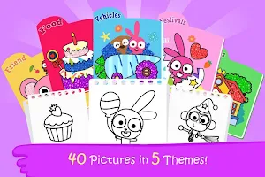 Purple Pink Coloring Book-Kids Painting Game Screenshot 1