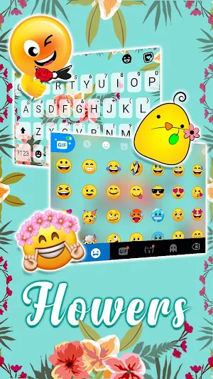 Cyan Flowers Keyboard Theme Screenshot 2