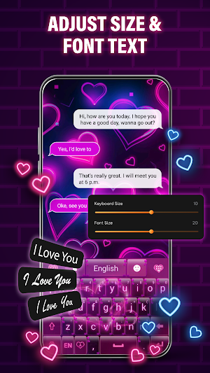Neon Love Keyboard Theme Screenshot 1