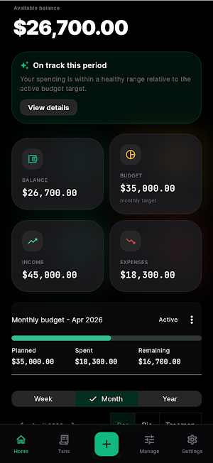 Budget Tracker - Ruphi AI Screenshot 0