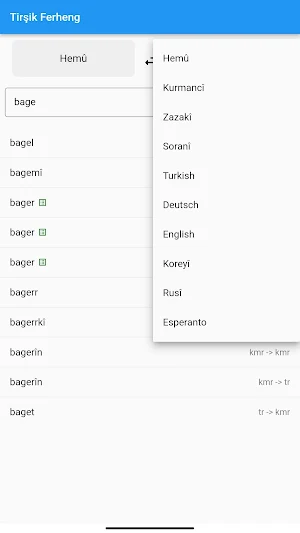 Tirsik Kurdish Dictionary Screenshot 2