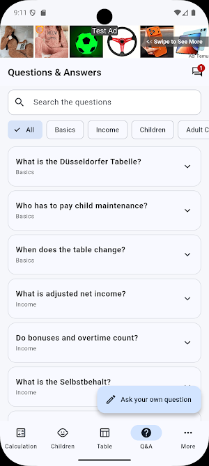 Düsseldorfer Tabelle 2026 Screenshot 3