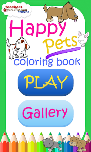 Dogs, Cats & Happy Pets Coloring Book Game Screenshot 0